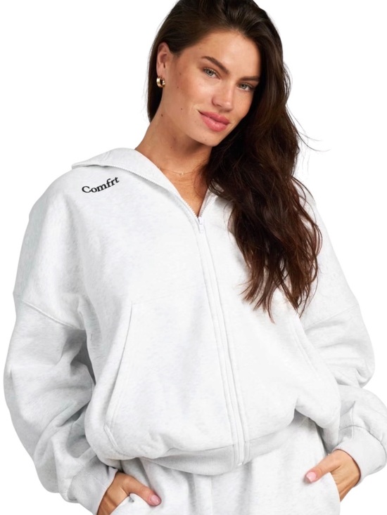 Comfrt Tops - COMFRT Cloud Zip-Front Hoodie Women Unisex XL Oversized Athleisure Gray